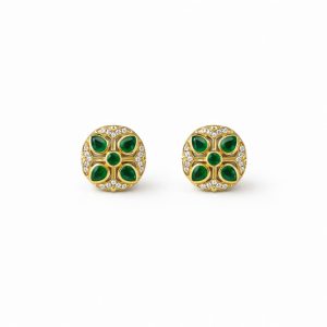 EARRINGS 18K Size Emerald and Diamond