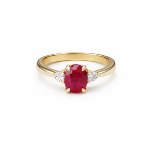 RING 14K Size 7 ruby and diamond
