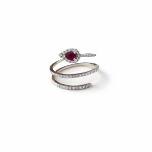 RING 14K Size 6.5 Diamond and ruby
