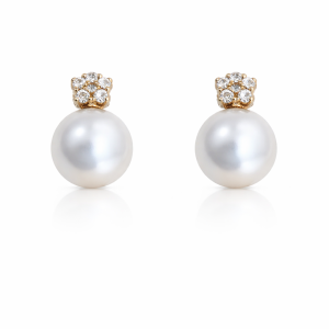 EARRINGS 14K Diamond and Pearl