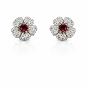 EARRINGS 14K Diamond and Ruby