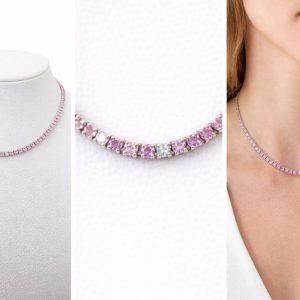 Necklace 14K Pink Saphire Size 16