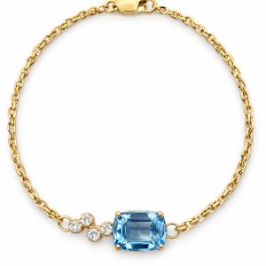 BRACELET 14K Aquamarine Size 6-7