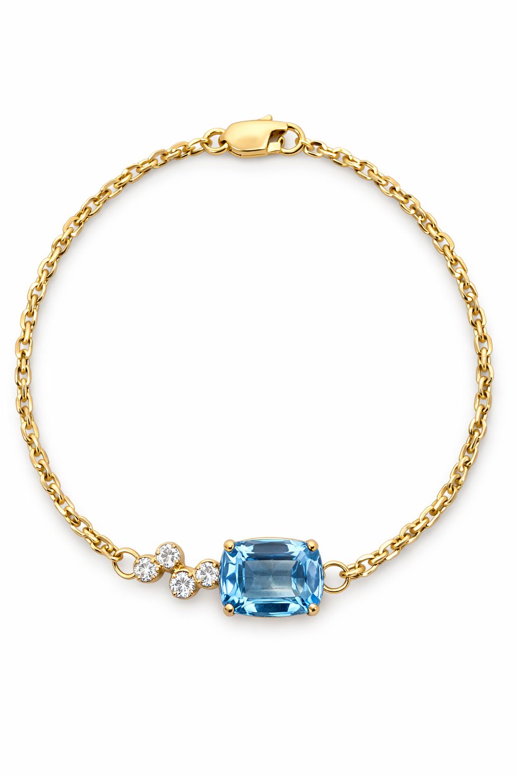 BRACELET 14K Aquamarine Size 6-7