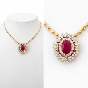 chain 14K Diamond and Ruby Size 16