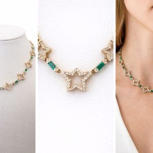 Necklace 14K Emerald and Diamond Size 16