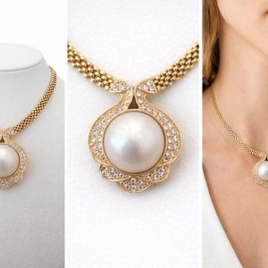 Necklace 14K Diamond and Pearl Size 16