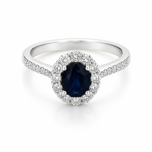 RING 14K Diamond and Sapphire Size 6,7